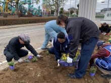 草むしり、お花の苗植え